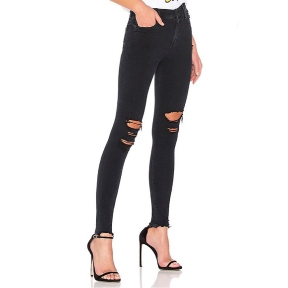 AGOLDE Sophie High Rise Ruthless Black Denim Distressed Skinny Jeans - Picture 3 of 13